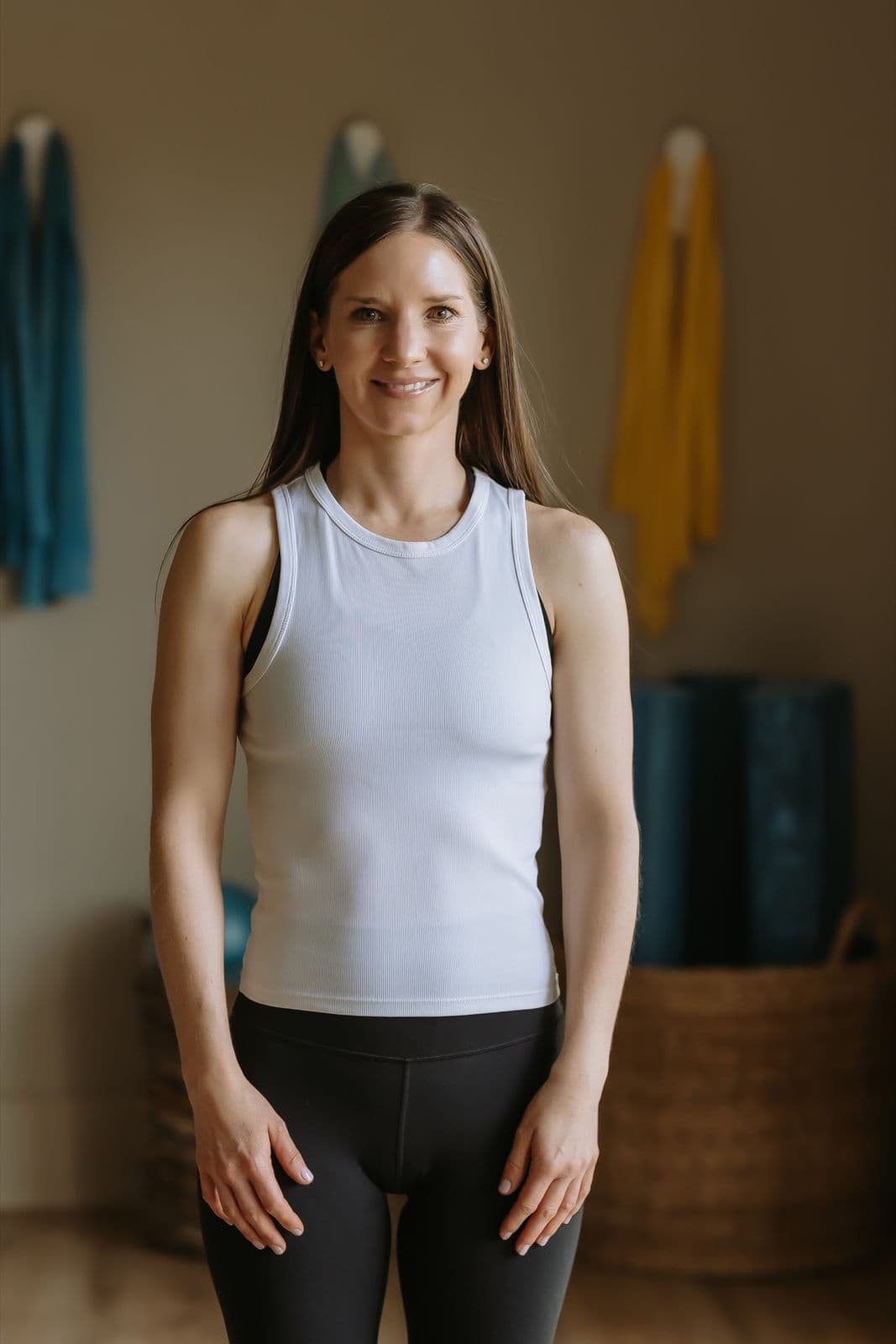 Siân Collins, Pilates teacher, smiling in her Saxonwold studio